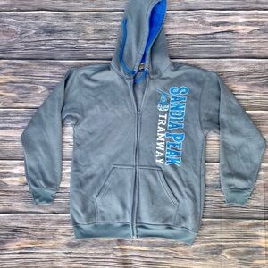 Vintage Sandia Peak Tramway Hoodie Gray Zip Up Sweatshirt Size M Made in USA